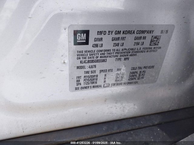 KL4CJBSB5GB555863 Buick Encore Convenience