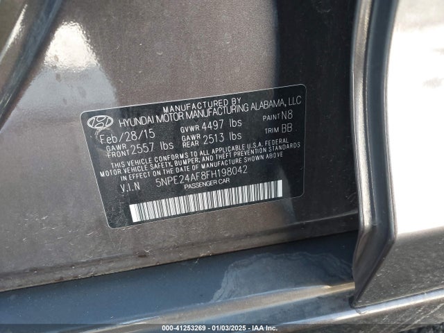 5NPE24AF8FH198042 Hyundai dohc gdi theta-ii