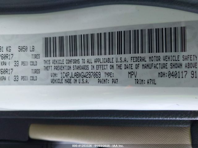 1C4PJLABXGW297069 Jeep Cherokee Sport