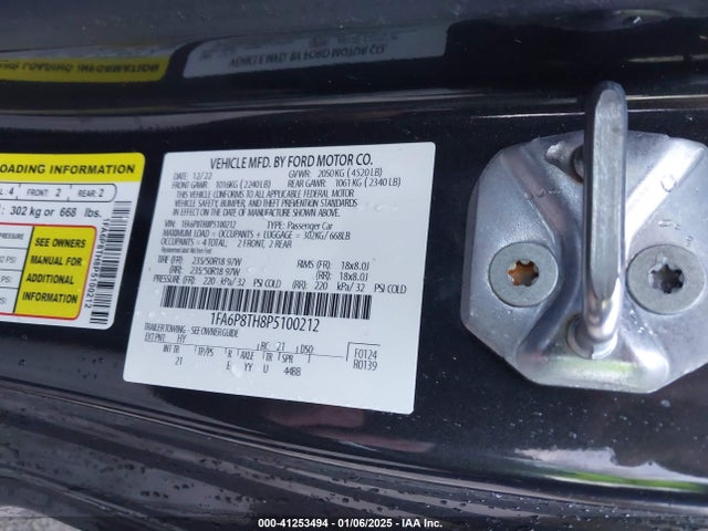1FA6P8TH8P5100212 Ford Mustang Ecoboost Fastback