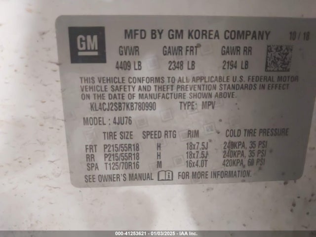 KL4CJ2SB7KB780990 Buick Encore Awd Sport Touring