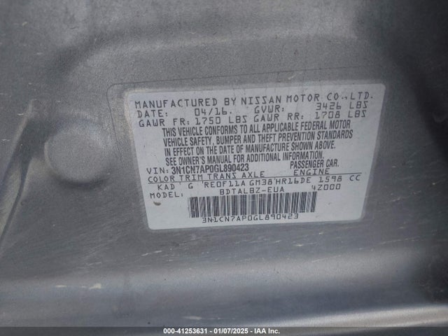 Nissan Versa 1.6 Sv 2016 3N1CN7AP0GL890423 Image 9
