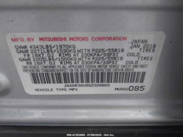 2016 MITSUBISHI OUTLANDER SPORT JA4AR3AU8GZ026665 Photo 8