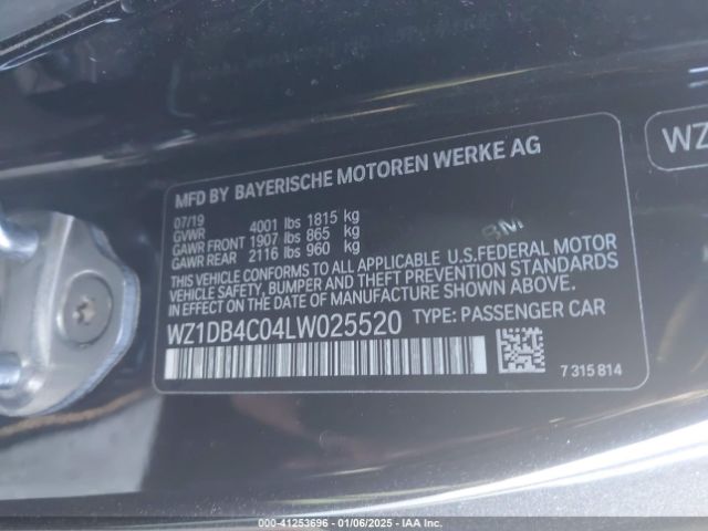 WZ1DB4C04LW025520 Toyota Gr Supra 3.0 Premium