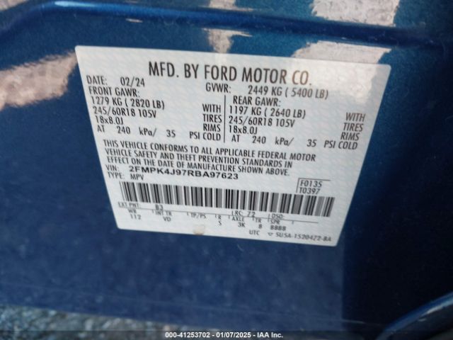2FMPK4J97RBA97623 Ford EDGE SEL
