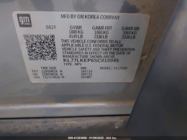 KL77LKEP6SC018945 Chevrolet Trax Fwd Activ