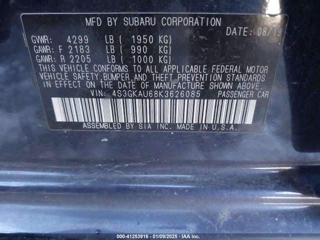 4S3GKAU68K3626085 Subaru Impreza 2.0i Limited