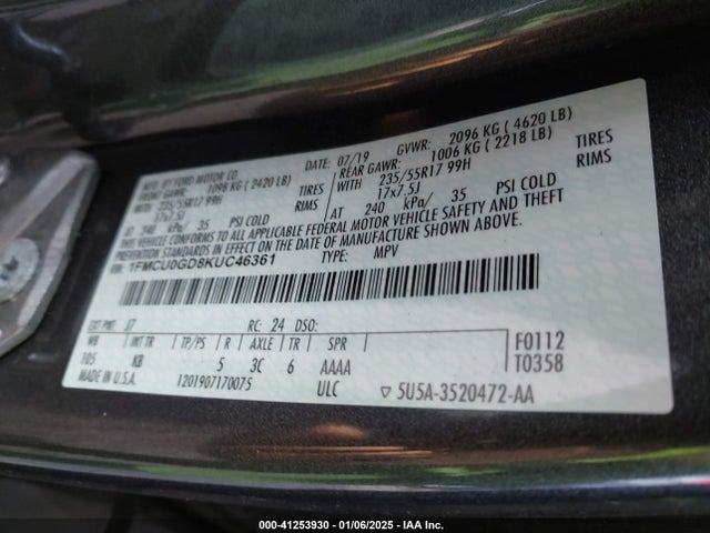 Ford ESCAPE SE 2019 1FMCU0GD8KUC46361 Image 9