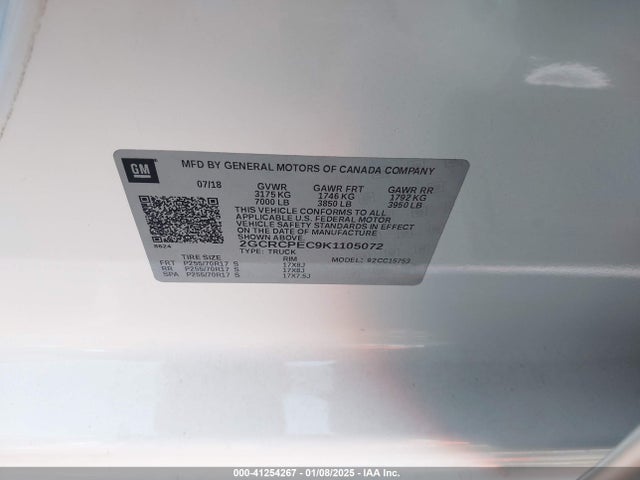 Chevrolet Silverado 1500 Ld Lt 2019 2GCRCPEC9K1105072 Image 9