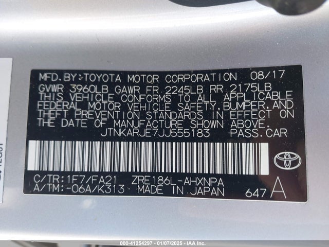 JTNKARJE7JJ555183 Toyota COROLLA IM