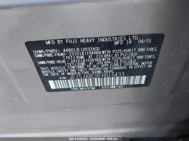JF2SJABC8FH815433 Subaru Forester 2.5i