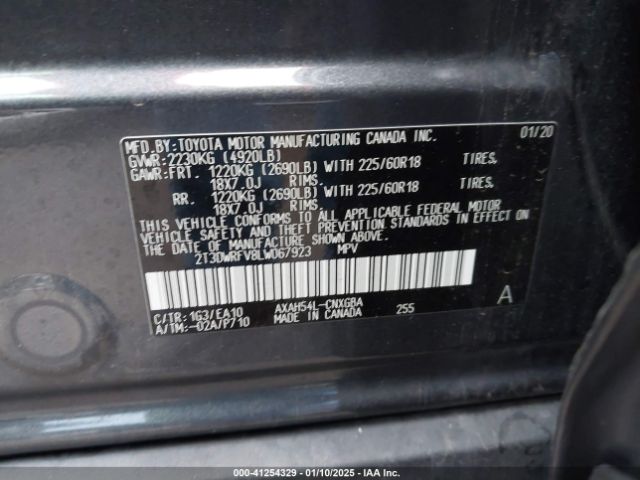 2T3DWRFV8LW067923 Toyota Rav4 Hybrid Limited