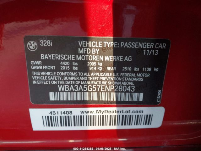 WBA3A5G57ENP28043 BMW 328I