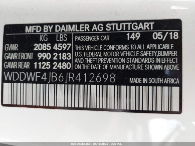 WDDWF4JB6JR412698 Mercedes-Benz C 300