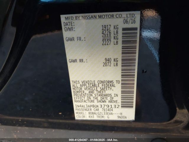 1N4AL3AP8GN379132 Nissan Altima 2.5 S