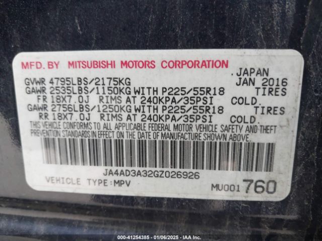 JA4AD3A32GZ026926 Mitsubishi Outlander Se/sel