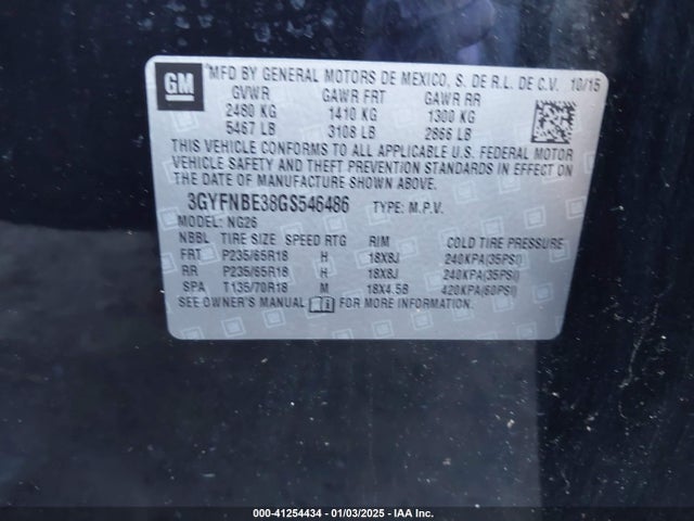 2016 CADILLAC SRX 3GYFNBE38GS546486 Photo 8