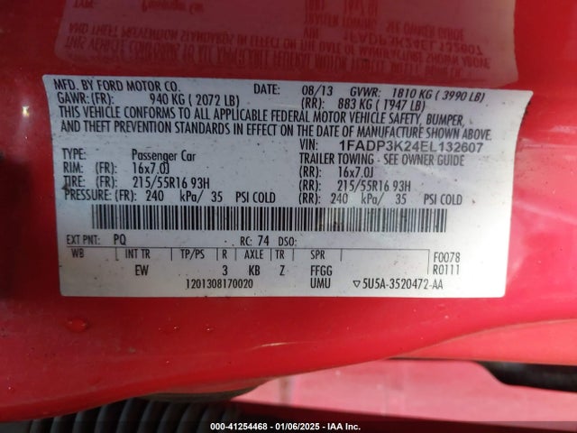 Ford FOCUS SE 2014 1FADP3K24EL132607 Image 9
