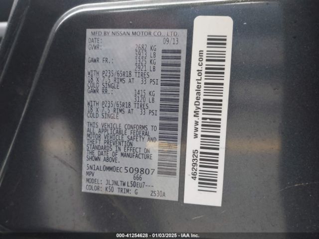5N1AL0MM0EC509807 Infiniti QX60