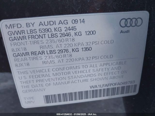 WA1LFAFP0FA049783 Audi Q5 2.0t Premium