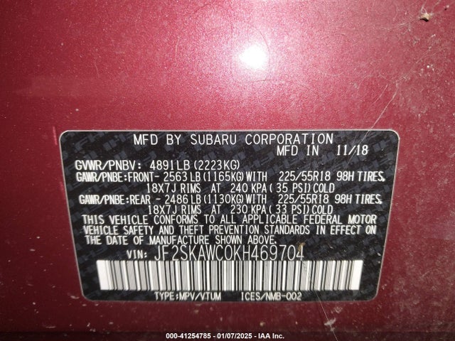 Subaru Forester Touring 2019 JF2SKAWC0KH469704 Image 9
