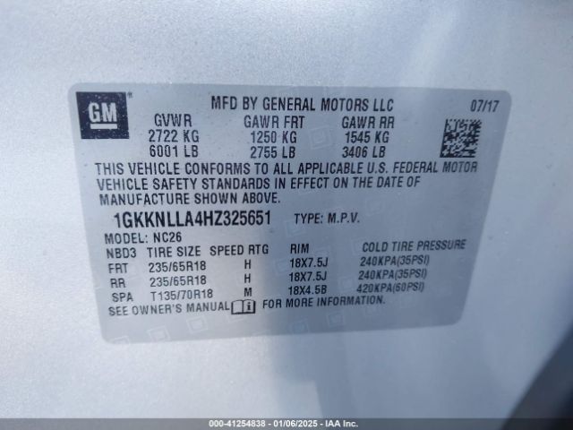 1GKKNLLA4HZ325651 GMC Acadia Sle-2
