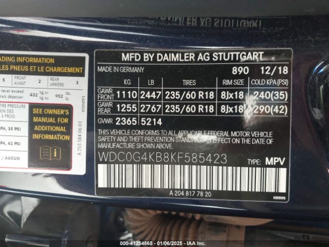 WDC0G4KB8KF585423 Mercedes-Benz Glc 300 4matic