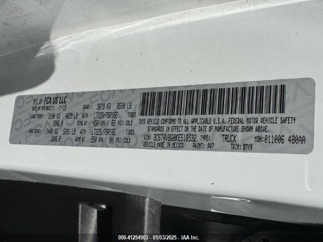 3C6TRVBG8KE518532 RAM Promaster 1500 136 Wb