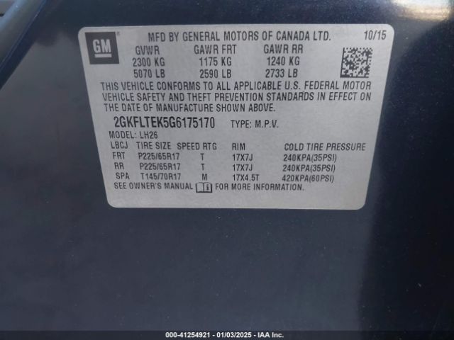 2GKFLTEK5G6175170 GMC Terrain Sle-2