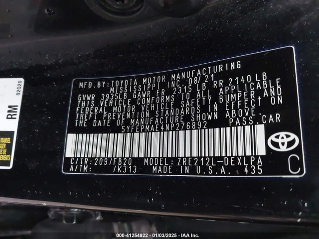 Toyota COROLLA LE 2022 5YFEPMAE4NP276892 Image 9