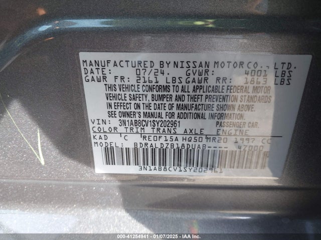 Nissan SENTRA SV 2025 3N1AB8CV1SY202961 Image 9