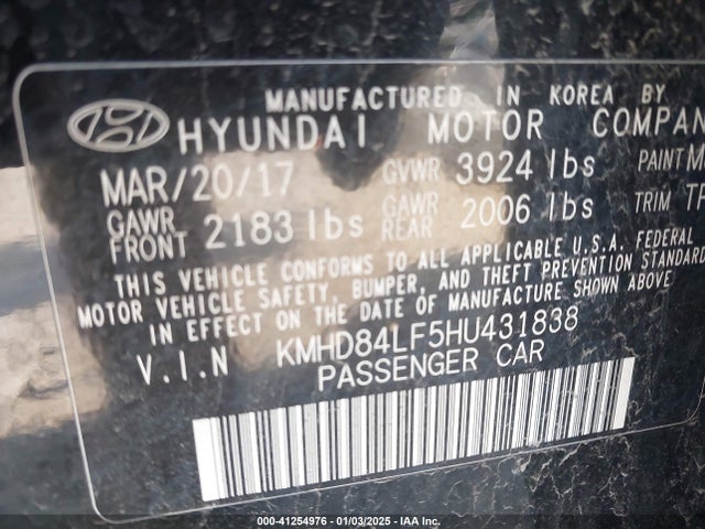 Hyundai Elantra Value Edition 2017 KMHD84LF5HU431838 Image 9