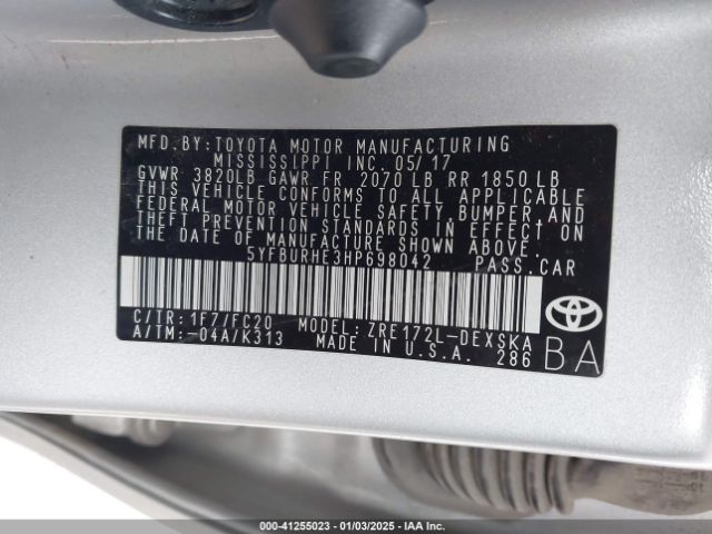 5YFBURHE3HP698042 Toyota Corolla L/le/xle/se/xse