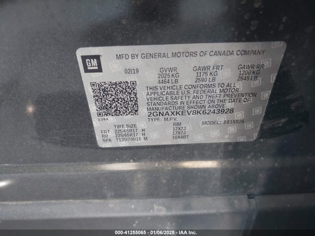Chevrolet EQUINOX LT 2019 2GNAXKEV8K6243928 Image 9