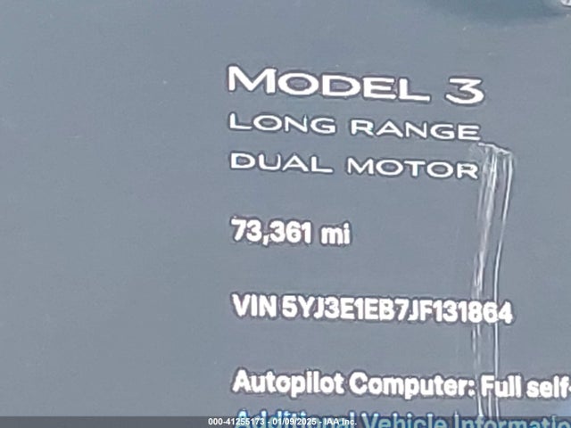 5YJ3E1EB7JF131864 Tesla Model 3 Long Range/performance