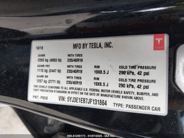 2018 TESLA MODEL 3 5YJ3E1EB7JF131864 Photo 8