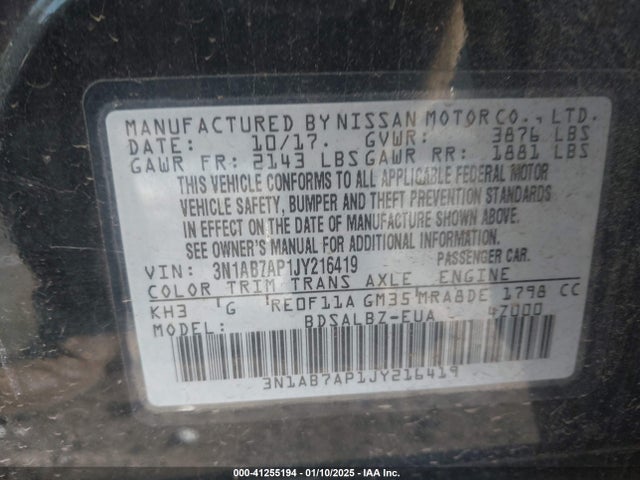 3N1AB7AP1JY216419 Nissan SENTRA S