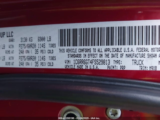 RAM 1500 Big Horn 2015 1C6RR6GT4FS529813 Image 9