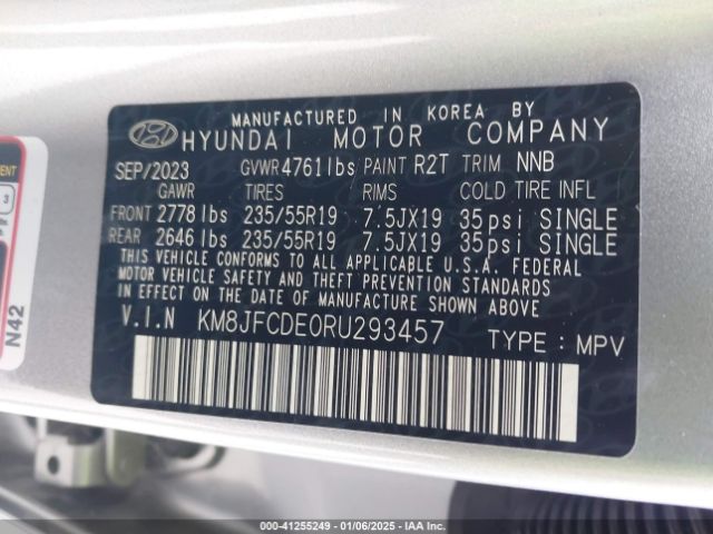 KM8JFCDE0RU293457 Hyundai Tucson Xrt