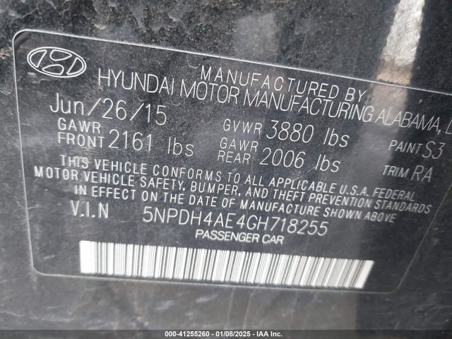 Hyundai ELANTRA SE 2016 5NPDH4AE4GH718255 Image 9