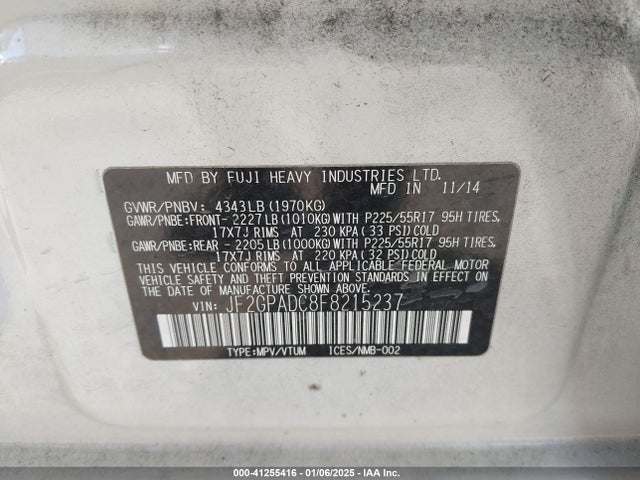 JF2GPADC8F8215237 Subaru Xv Crosstrek 2.0i Premium
