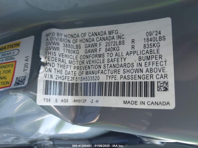 2HGFE2F51SH533520 Honda Civic Sport