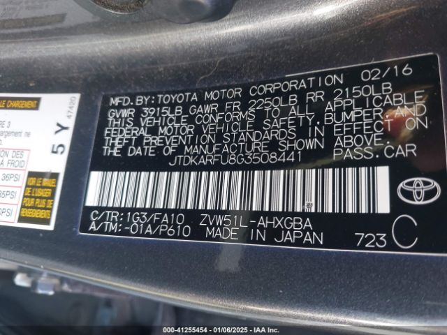 JTDKARFU8G3508441 Toyota Prius Three