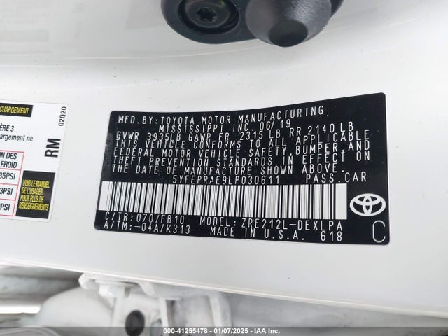 Toyota COROLLA LE 2020 5YFEPRAE9LP030611 Image 9