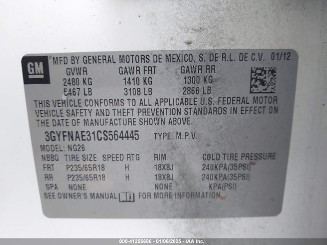 2012 CADILLAC SRX 3GYFNAE31CS564445 Photo 8