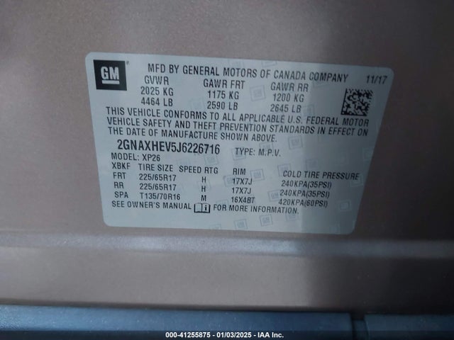 Chevrolet EQUINOX LS 2018 2GNAXHEV5J6226716 Image 9