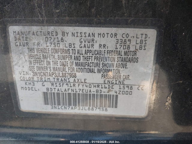 Nissan Versa 1.6 S 2018 3N1CN7AP3JL887958 Image 9
