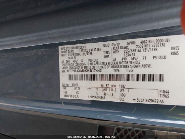 1FTYR3XM0KKB17443 Ford Transit-250