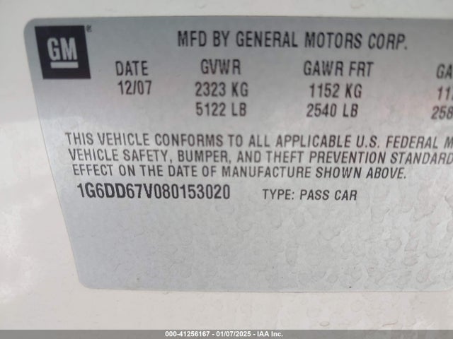 2008 CADILLAC STS 1G6DD67V080153020 Photo 8