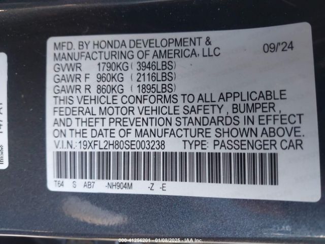 19XFL2H80SE003238 Honda Civic Sport